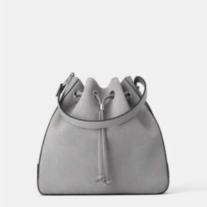 Zara Gray Medium Bucket Bag